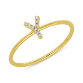 0.03ct 14k Yellow Gold Diamond Lady's Ring - Letter Y